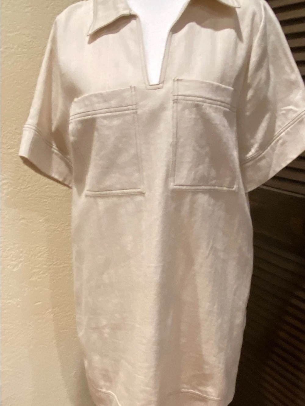 Women’s Cream Short-Sleeve denim Midi